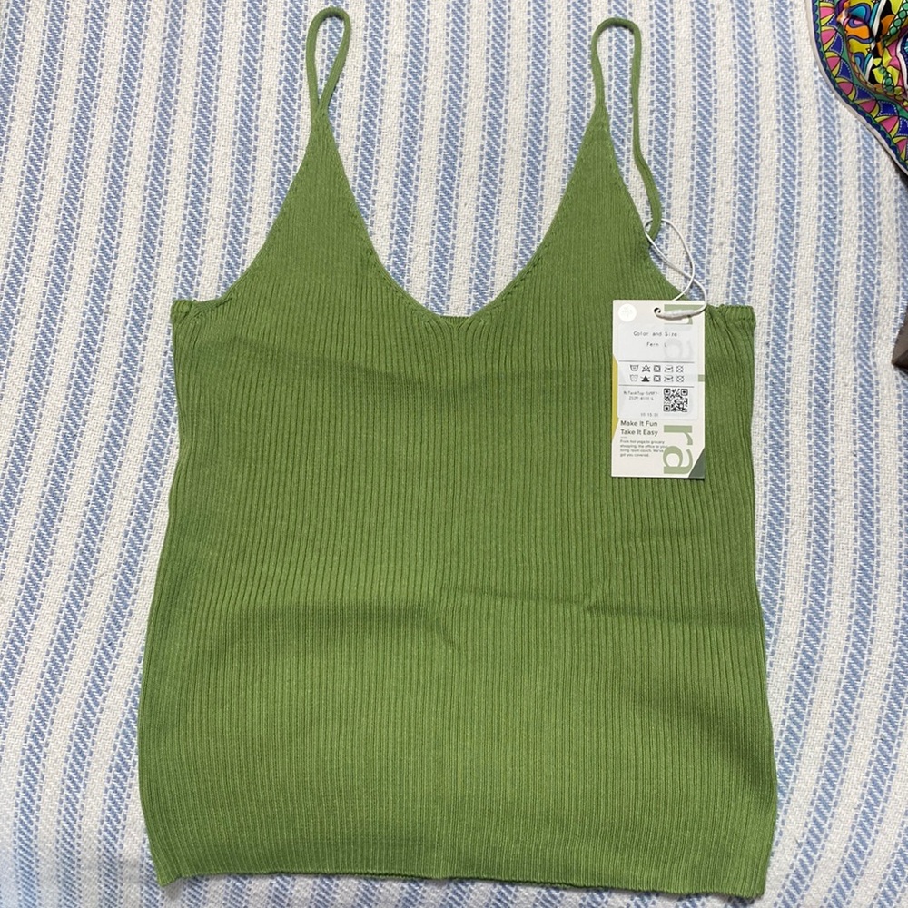 Knit spaghetti strap casual cropped tank